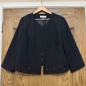 Jones Studio Black Blazer with Grommets Open Front Stretch Jacket Size 1X